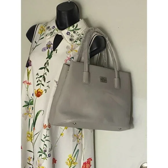 Jessica Moore Gray Large Faux Leather Tote Bag - Picture 8 of 11